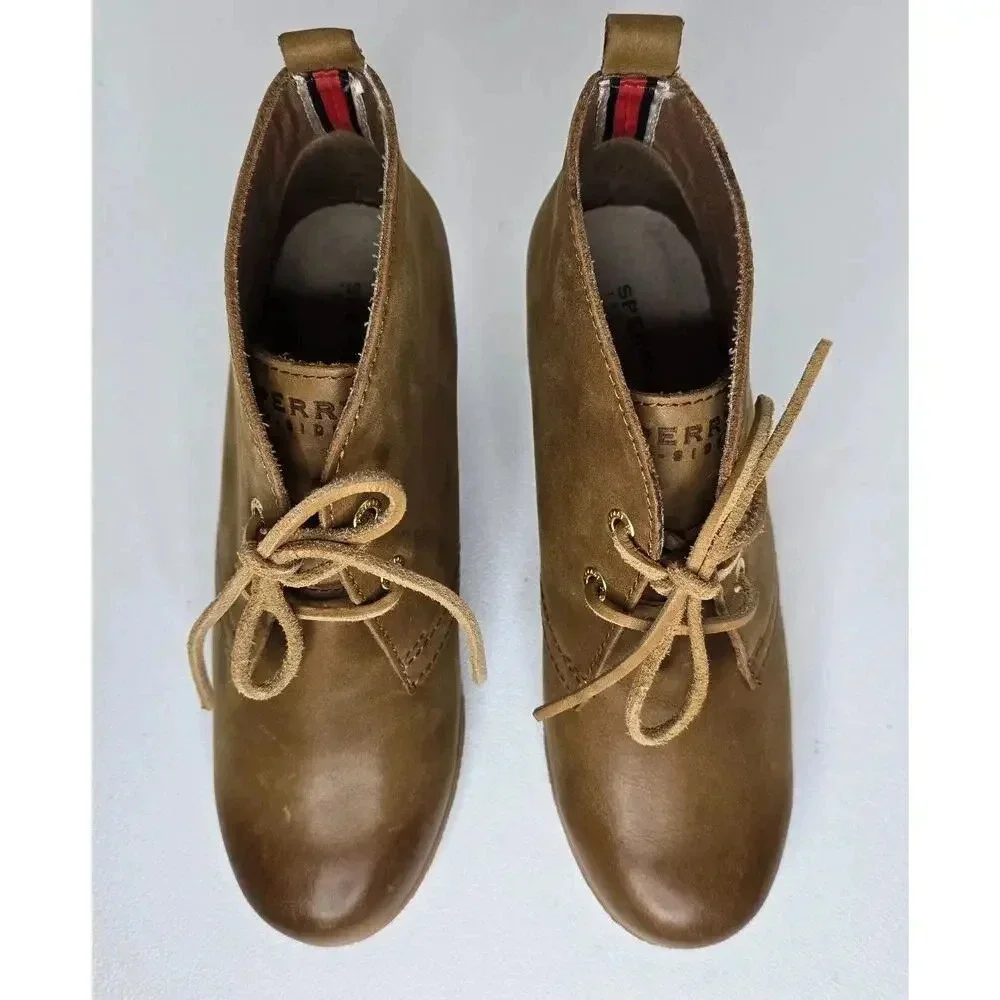 Sperry Women's Harlow Cognac Ankle Boot Nubuck Leather Size 6.5 B